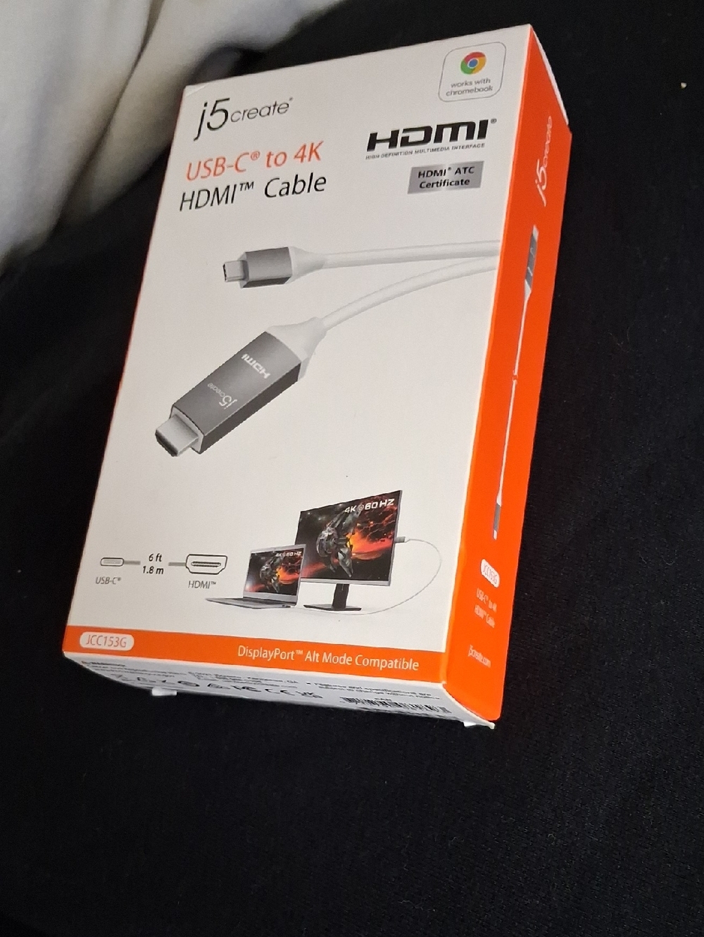 j5create USB-C to 4K HDMI Cable - White Cable with Orange Packaging